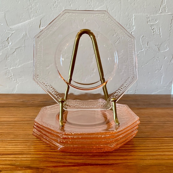 L.E. Smith Other - VTG L.E. Smith - Pink Depression Glass Plate --Set of 6– Octagon No. 707